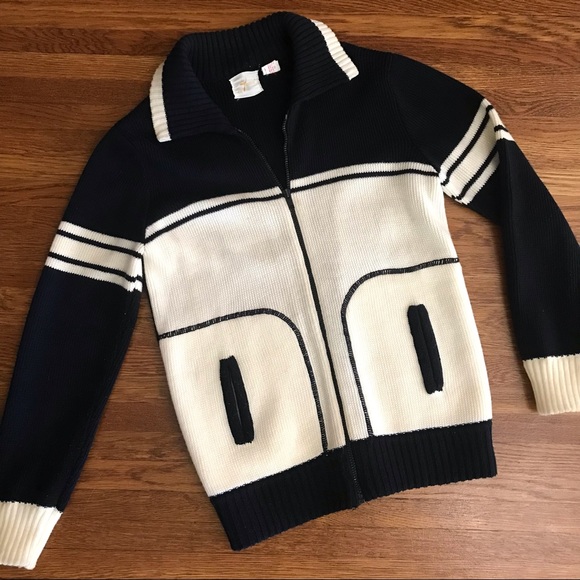 Sweaters - vintage 70s Color Block sweater cardigan women’s L